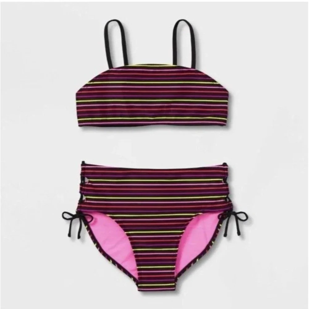 Art class Girls' Bikini  Top Set 2 Pc Striped Size XS (4/5)  Multicolor